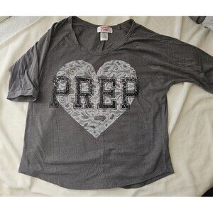 Y2K Mighty Fine Ringer Style T-Shirt Prep Women Large